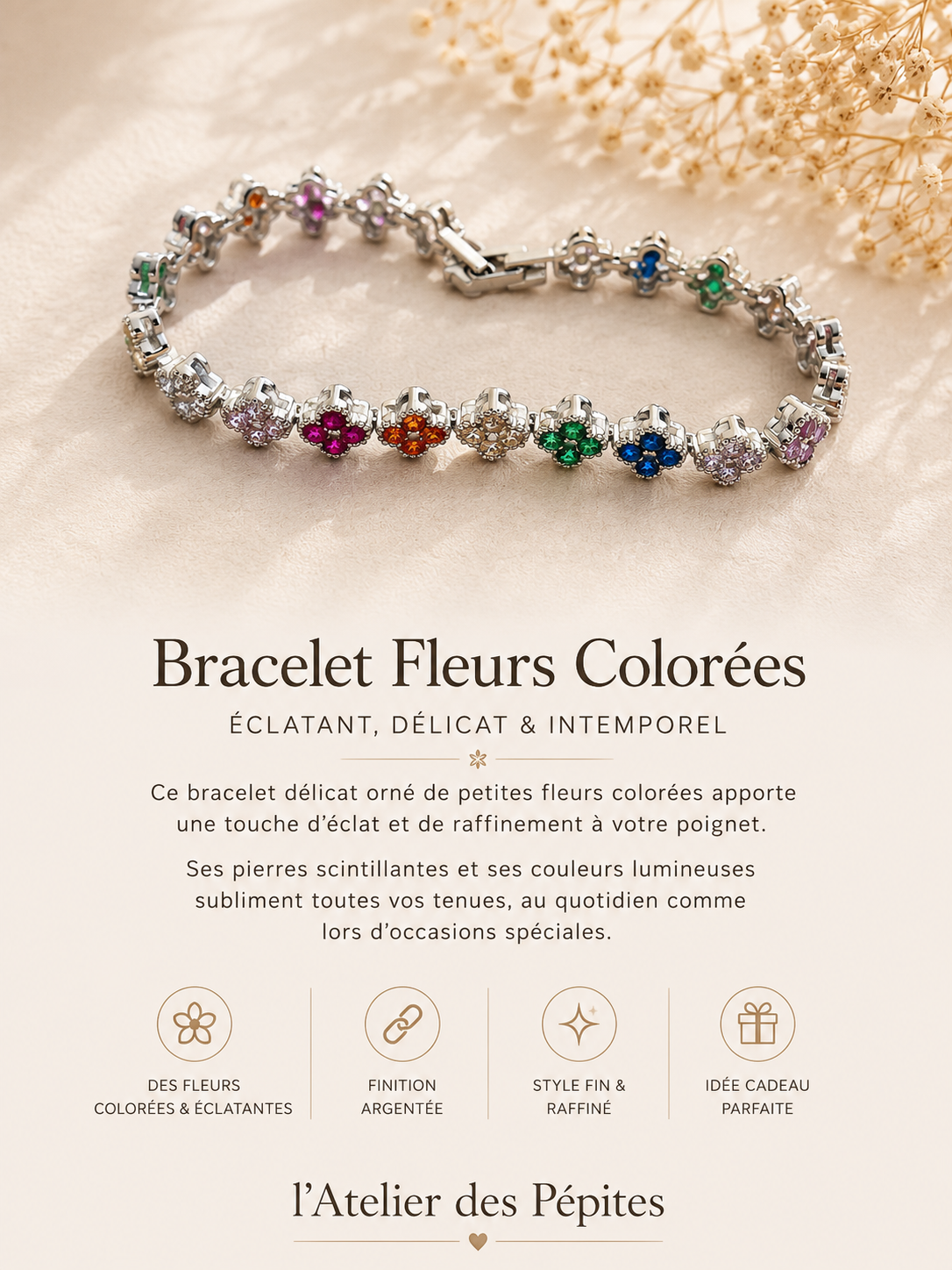 Bracelet Trèfles Colorés – Élégance & Éclat