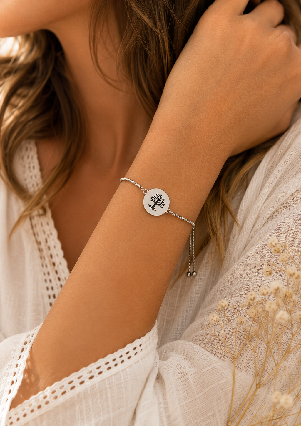 Bracelet réglable Arbre de Vie Éternel doré/argenté– Acier inoxydable