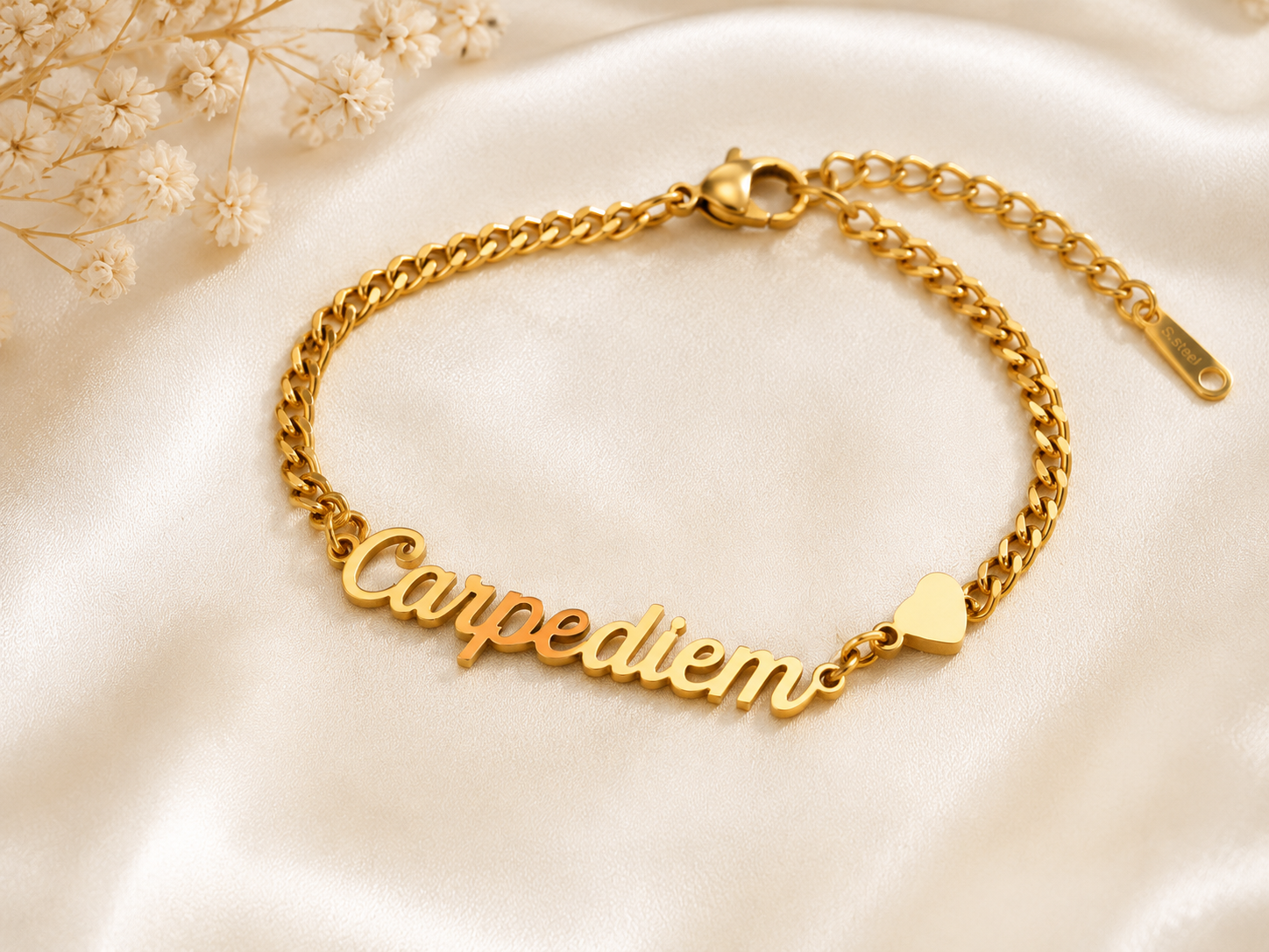 Bracelet Carpe Diem/Familyfirst – Acier Inoxydable Doré