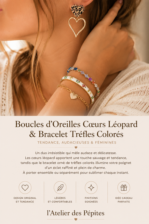 Boucles d'oreilles Cœurs Léopard Dorés
