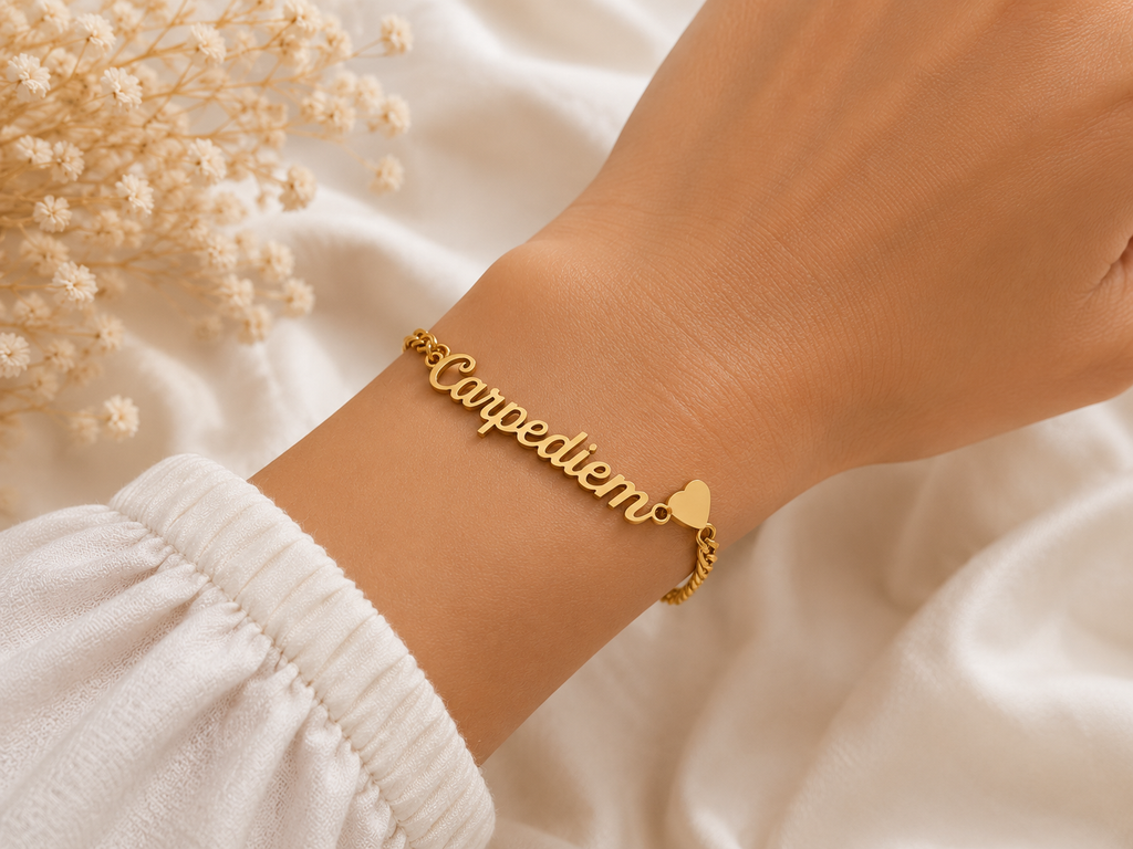Bracelet Carpe Diem/Familyfirst – Acier Inoxydable Doré