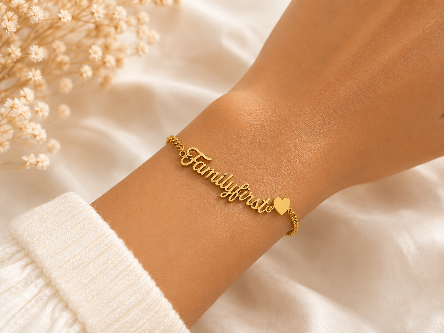 Bracelet Carpe Diem/Familyfirst – Acier Inoxydable Doré